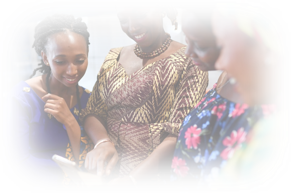 Women learning together using a digital device