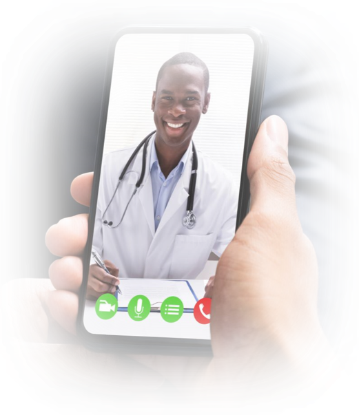 A doctor on a video consultation